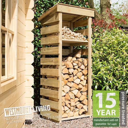 Narrow wooden log store - narrow,